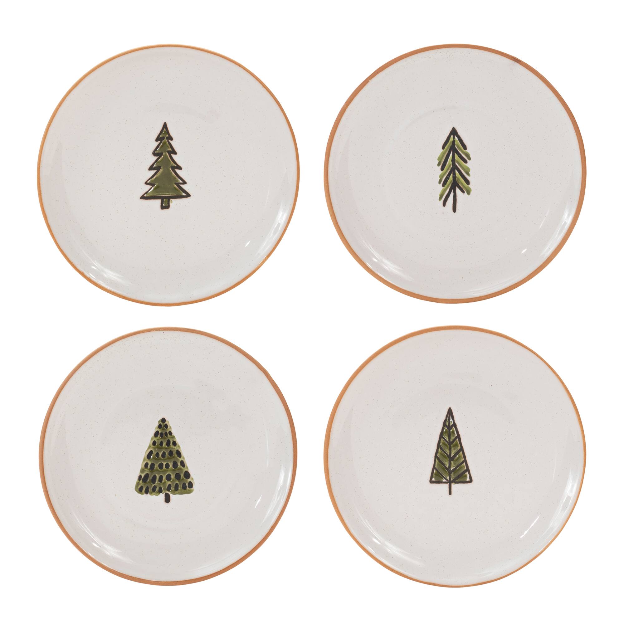 Ceramic Pine Tree Plate, Set of 4